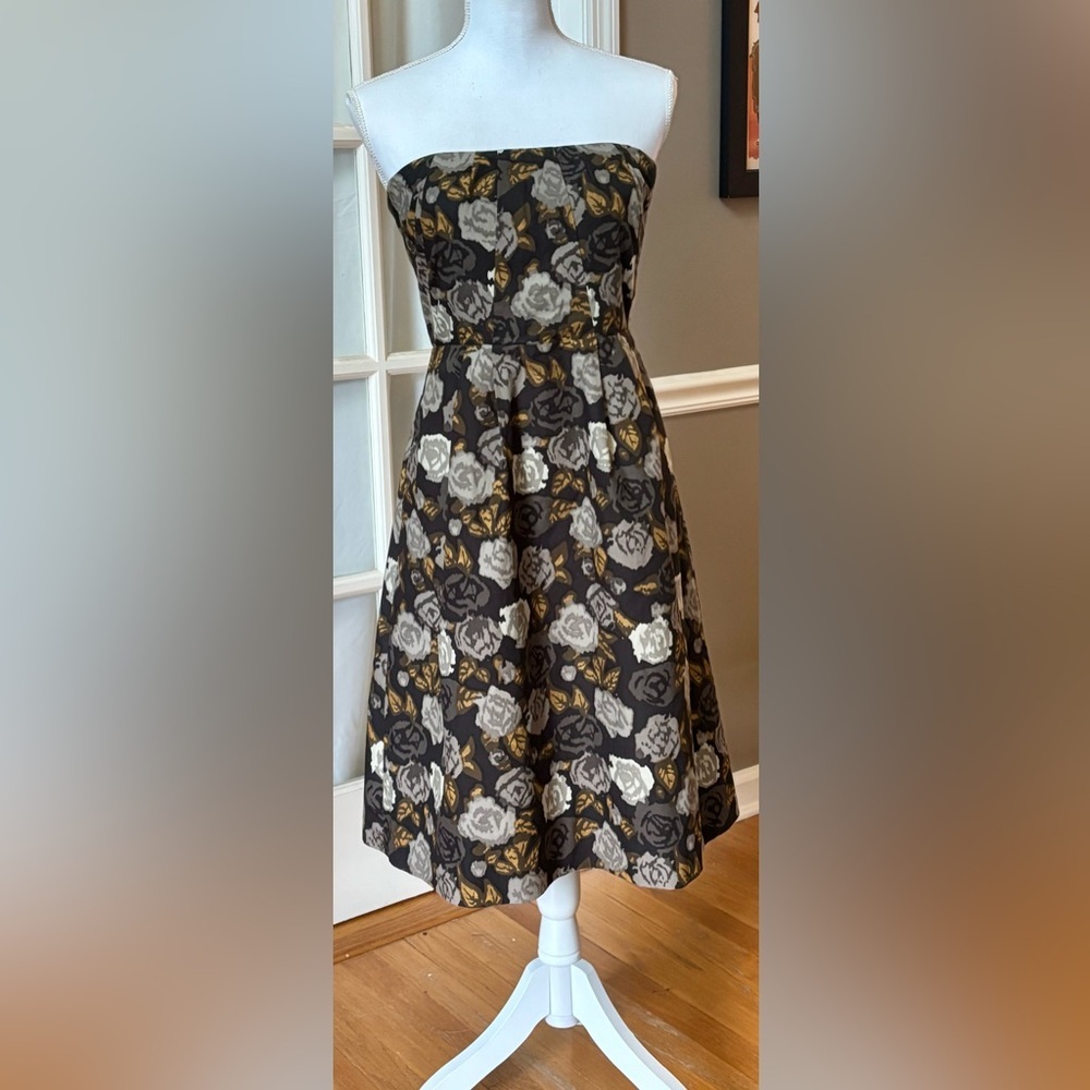 J.Crew Strapless Floral Fit & Flare Dress Classic Feminine Size 6